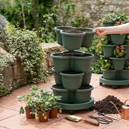 Tour de jardinage d'intérieur empilable, 5 niveaux, 15 pots, drainage