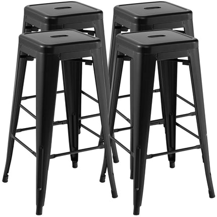 Ensemble de tabourets de bar empilables en métal, 76 cm, noir, capacité de charge 150 kg