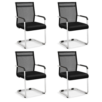 Lot de 4 chaises de bureau empilables, en maille respirante, noires