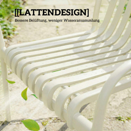 Chaises d'extérieur empilables, lot de 4, blanc crème, design ergonomique