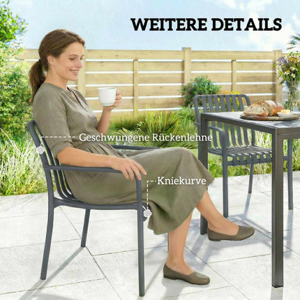 Stapelbare Outdoor-Stühle 4er-Set, Dunkelgrau, Ergonomisches Design