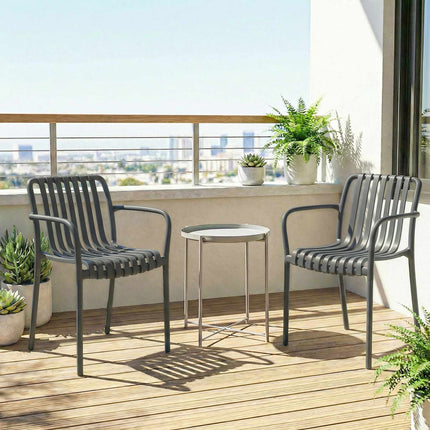 Stapelbare Outdoor-Stühle 4er-Set, Dunkelgrau, Ergonomisches Design