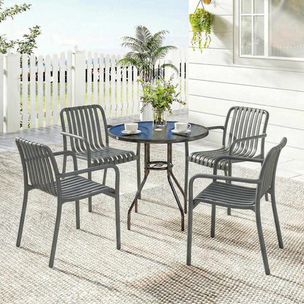 Stapelbare Outdoor-Stühle 4er-Set, Dunkelgrau, Ergonomisches Design