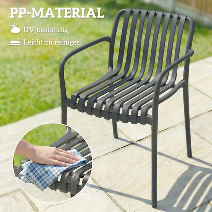 Stapelbare Outdoor-Stühle 4er-Set, Dunkelgrau, Ergonomisches Design