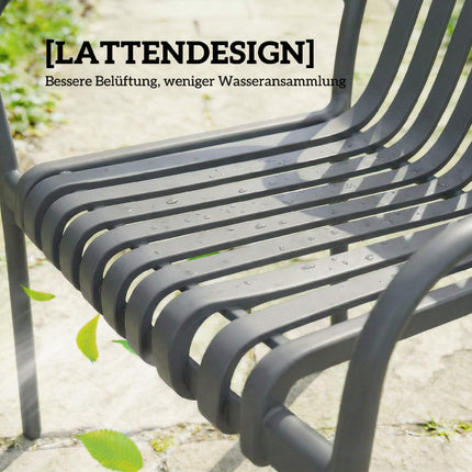 Stapelbare Outdoor-Stühle 4er-Set, Dunkelgrau, Ergonomisches Design