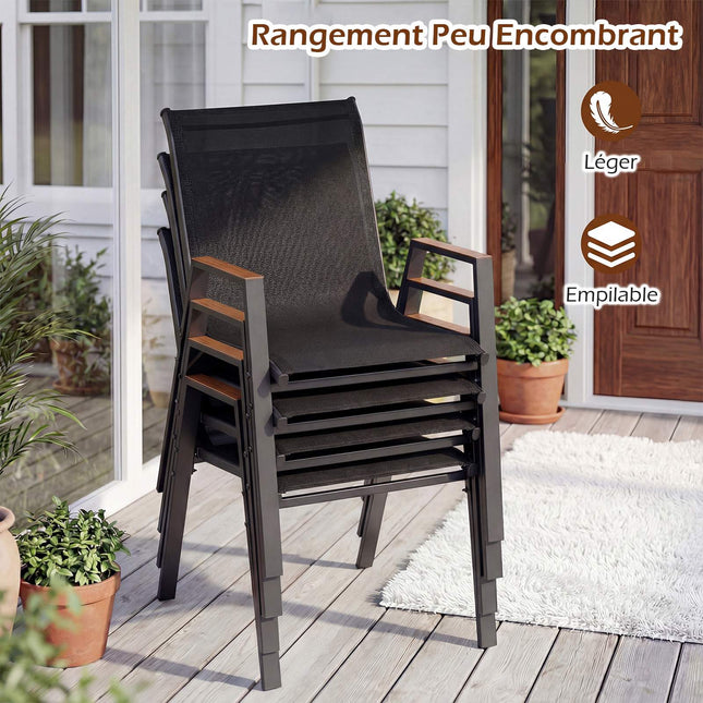 Stapelbare Gartenstühle 4er-Set, Metallgestell