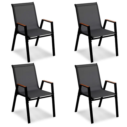Ensemble de 4 chaises de jardin empilables, structure en métal