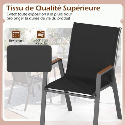 Ensemble de 4 chaises de jardin empilables, structure en métal