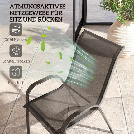 Ensemble de 4 chaises de jardin empilables, acier, noires