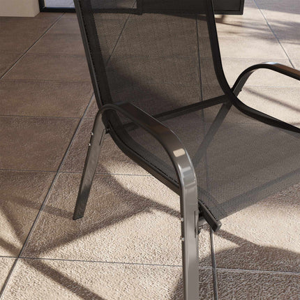 Ensemble de 4 chaises de jardin empilables, acier, noires