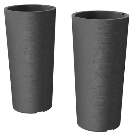 Stapelbares Pflanzgefäß-Set mit Drainage, 60 cm, Dunkelgrau