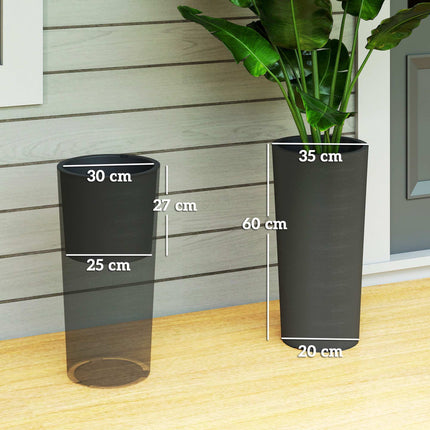 Stapelbares Pflanzgefäß-Set mit Drainage, 60 cm, Dunkelgrau