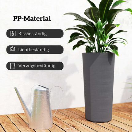 Stapelbares Pflanzgefäß-Set mit Drainage, 60 cm, Dunkelgrau