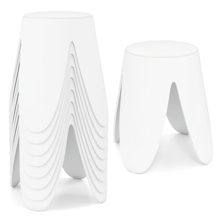 Tabourets empilables en plastique avec coussins, lot de 8, blancs