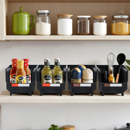 Stackable Storage Bins, Open-Front, Black, 8-Pack