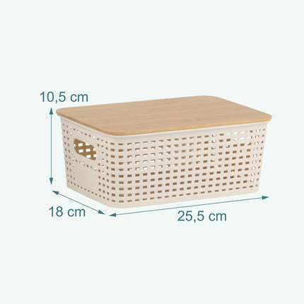 Ensemble de boîtes de rangement empilables avec couvercle en bambou