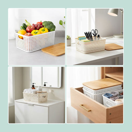Ensemble de boîtes de rangement empilables avec couvercle en bambou