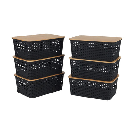 Stapelbare Aufbewahrungsboxen mit Bambusdeckeln – 3er-Set
