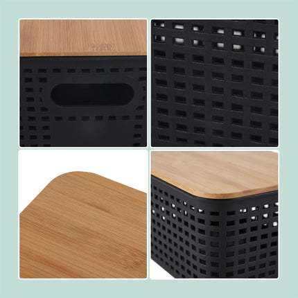 Stapelbare Aufbewahrungsboxen mit Bambusdeckeln – 3er-Set