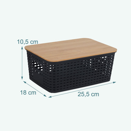 Boîtes de rangement empilables avec couvercles en bambou - Lot de 3