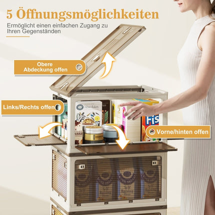 Boîtes de rangement empilables avec couvercles et roulettes, capacité de 292 L