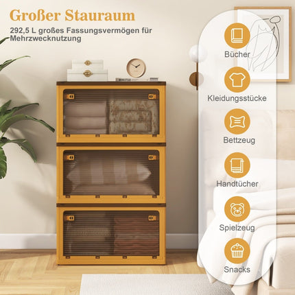 Boîtes de rangement empilables avec couvercles et roulettes, capacité de 292 L