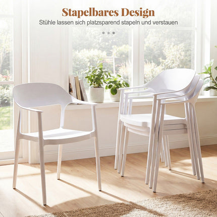 Ensemble de 4 chaises de salle à manger blanches empilables, capacité de 150 kg