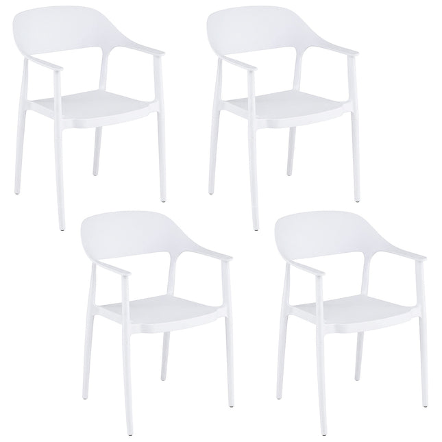 Stackable White Dining Chairs Set of 4, 150kg Capacity