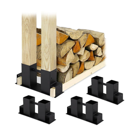 Aide à l'empilage en bois noir en lot de 4