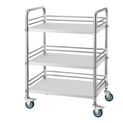 Stainless Steel 3-Tier Rolling Utility Cart, Locking Casters