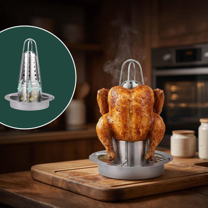 Support à poulet en acier inoxydable - Réservoir de liquide, bac de récupération des graisses