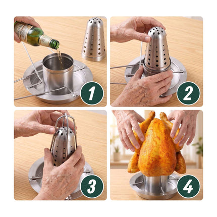 Support à poulet en acier inoxydable - Réservoir de liquide, bac de récupération des graisses