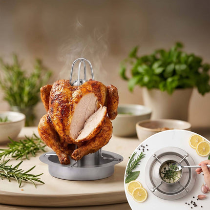 Support à poulet en acier inoxydable - Réservoir de liquide, bac de récupération des graisses