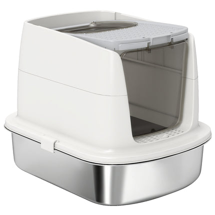 Edelstahl-Katzentoilette mit Haube und Schaufel