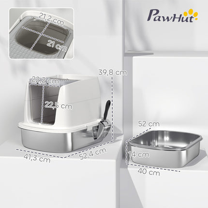 Edelstahl-Katzentoilette mit Haube und Schaufel