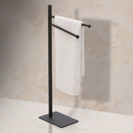 Porte-serviettes autoportant en acier inoxydable, 2 bras