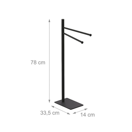 Porte-serviettes autoportant en acier inoxydable, 2 bras