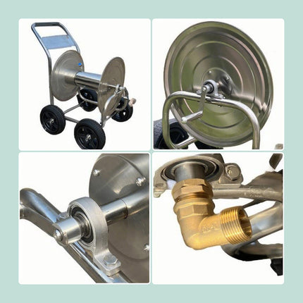 Chariot porte-tuyau d'arrosage en acier inoxydable, capacité de 200 m