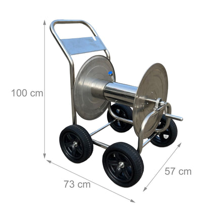 Chariot porte-tuyau d'arrosage en acier inoxydable, capacité de 200 m