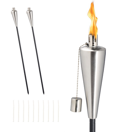 Torches de jardin en acier inoxydable, lot de 3, 85-115 cm