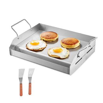 Stainless Steel Griddle Plate 17x13, Removable Handles