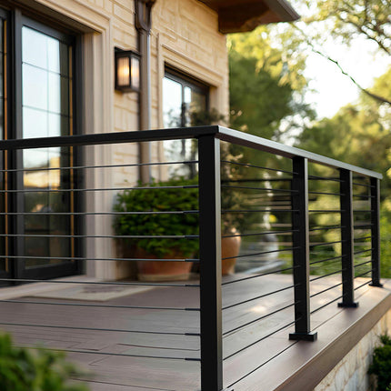 Stainless Steel Handrail 6.5ft, Matte Black, Rectangular