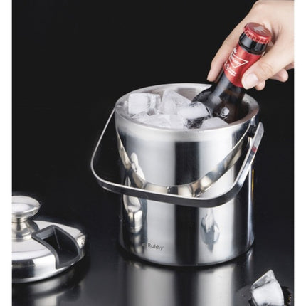Edelstahl-Eiseimer-Set mit Zange und Löffel, 1,3 l