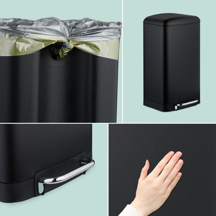 Poubelle de cuisine en acier inoxydable, 30 L, avec pédale et sacs