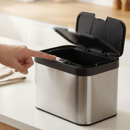 Bac à compost de cuisine en acier inoxydable, 4,5 L, couvercle anti-odeurs