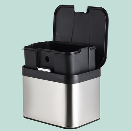 Bac à compost de cuisine en acier inoxydable, 4,5 L, couvercle anti-odeurs
