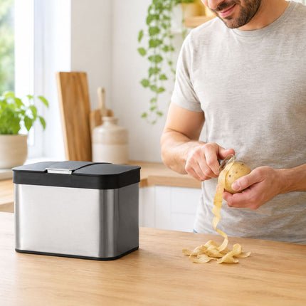 Bac à compost de cuisine en acier inoxydable, 4,5 L, couvercle anti-odeurs
