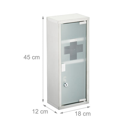Armoire à pharmacie en acier inoxydable avec serrure, 3 compartiments
