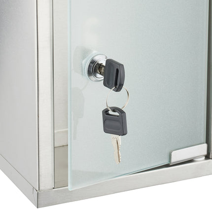 Armoire à pharmacie en acier inoxydable avec serrure, 3 compartiments