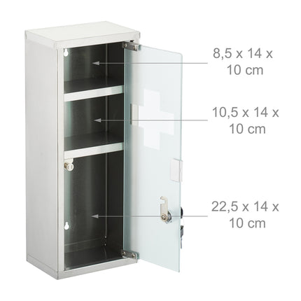 Armoire à pharmacie en acier inoxydable avec serrure, 3 compartiments